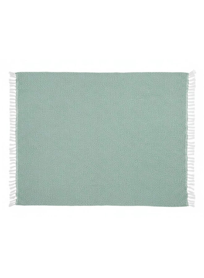 Ambrosia 130 x 160 cm Cotton Knitted Throw Sage Green Blanket 400GSM Soft Decorative Sofa Cover Bed Runner Boho - Image 2